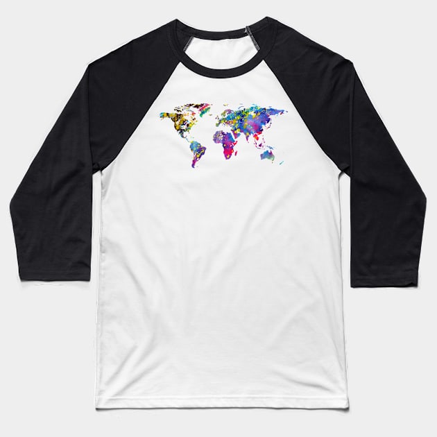 World map Baseball T-Shirt by erzebeth